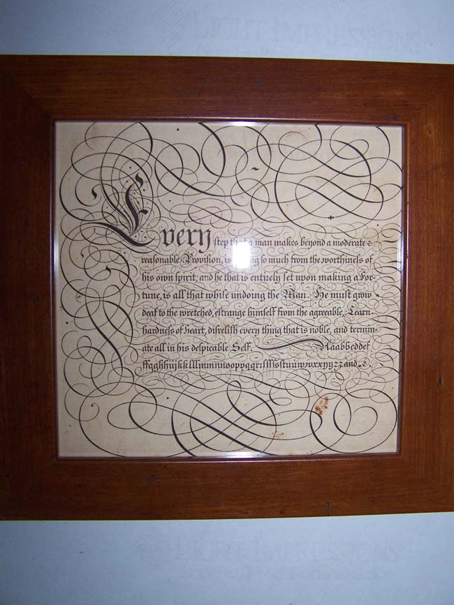 An 18th century Calligraphic engraving of a quotation published by George Bickham in 1741